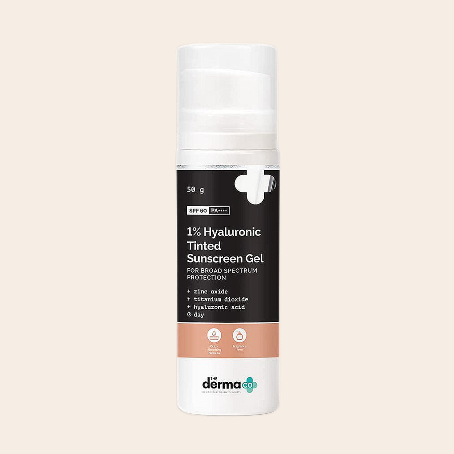The Derma Co 1% Hyaluronic Tinted Sunscreen Gel SPF60 PA++++ 50gm