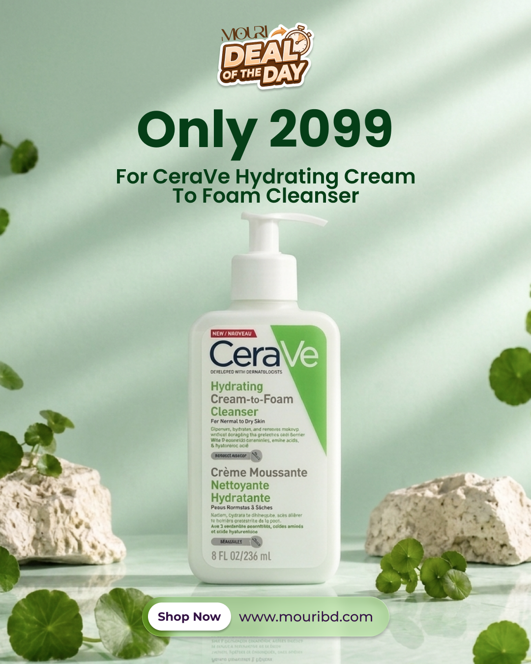 Cerave Hydrating Cream To Foam Facial Cleanser Normal to Dry Skin 236ml