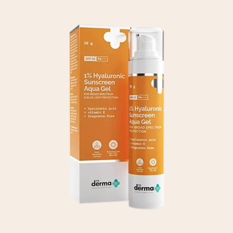 The Derma Co 1% Hyaluronic Sunscreen Aqua Ultra Light Gel SPF 50 PA++++ 50gm
