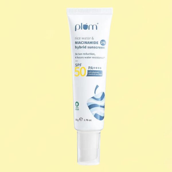 Plum 2% Niacinamide & Rice Water SPF 50 PA+++ Hybrid Sunscreen 50gm